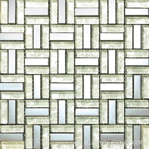 Mosaico de aluminio del mosaico del bloque de cristal blanco